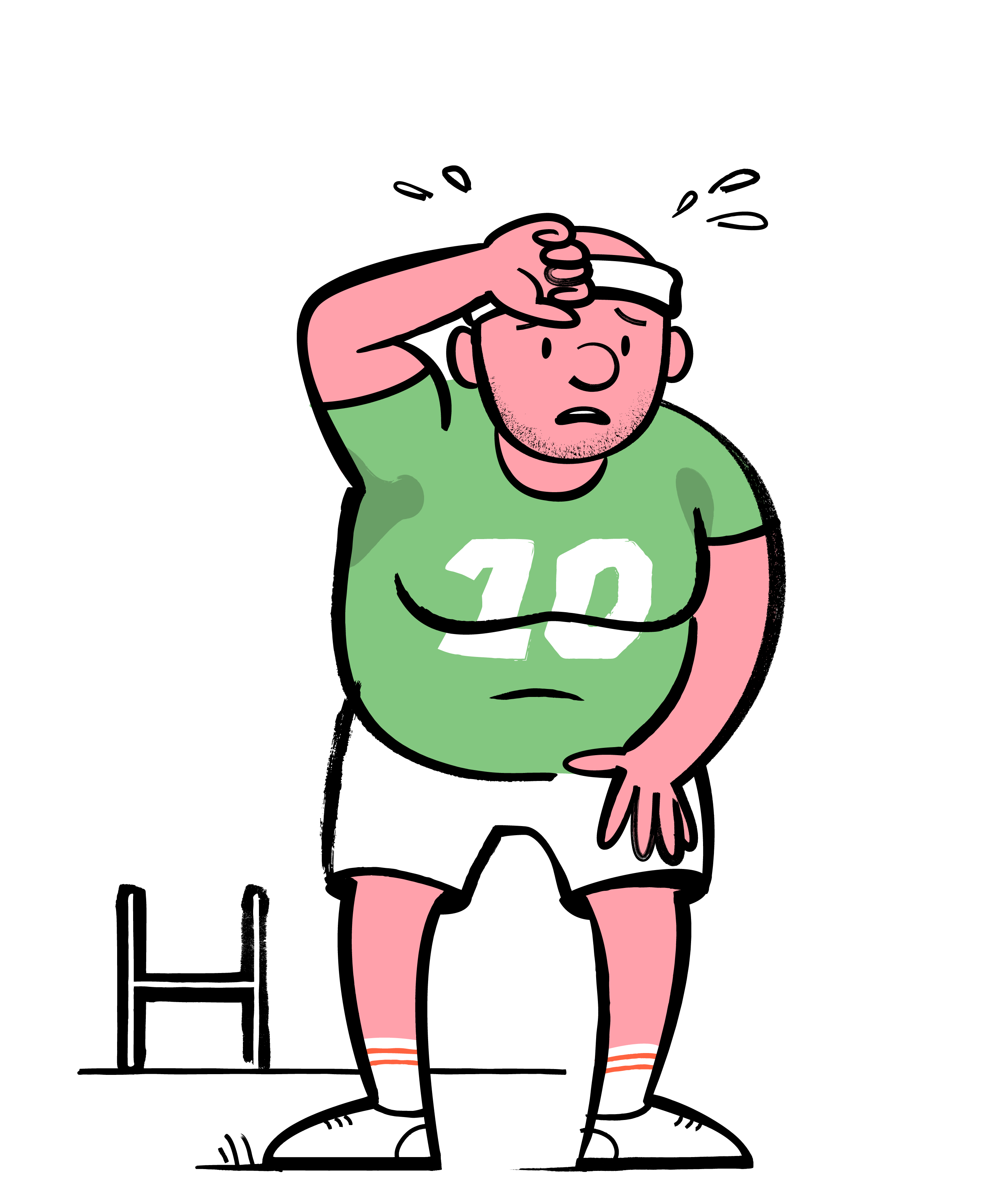 Illustration of a man working out and sweating